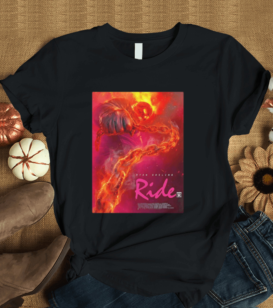 Ryan Gosling Ride Movie Ghost Rider Flaming Chain Image T-Shirt