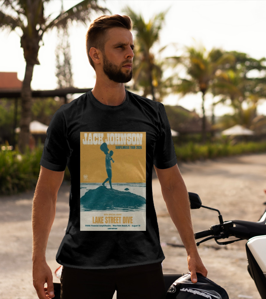 Jack Johnson Surfilmusic Tour 2026 Lake Street Dive ITHINK Financial Amphitheatre West Palm Beach August 18 T-Shirt