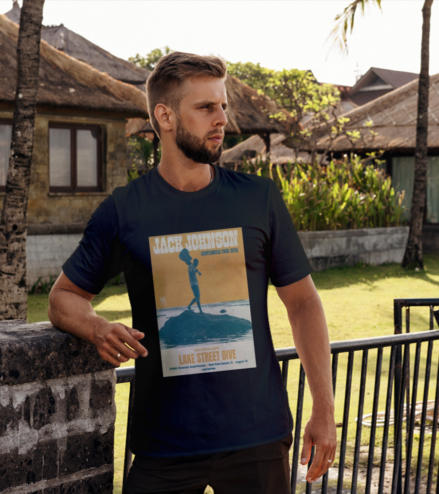 Jack Johnson Surfilmusic Tour 2026 Lake Street Dive ITHINK Financial Amphitheatre West Palm Beach August 18 T-Shirt