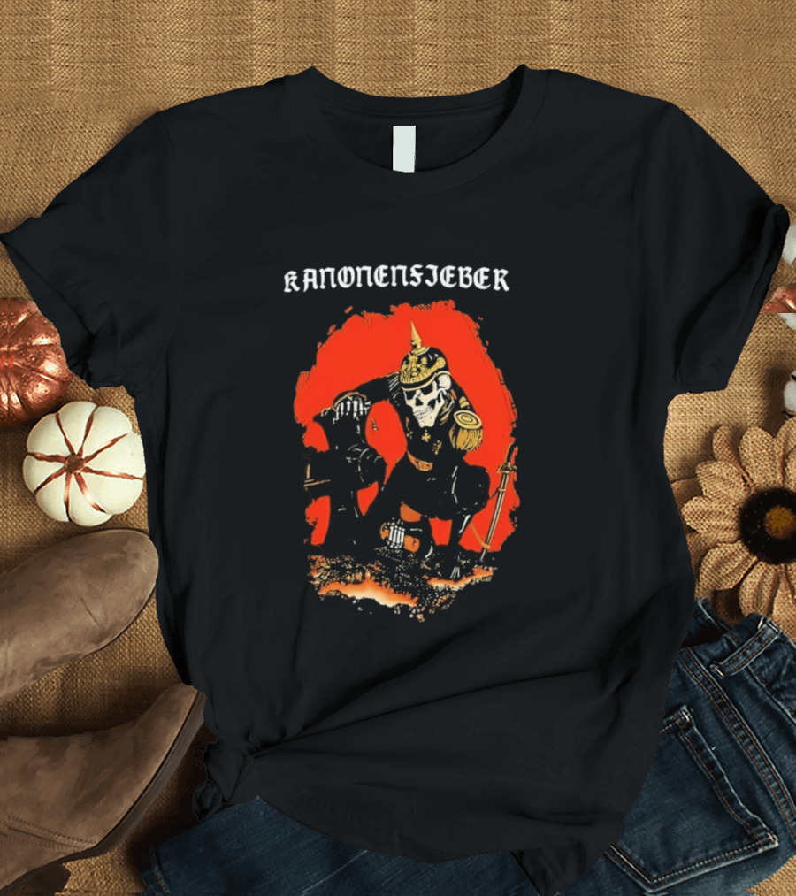 Kanonenfieber Skeleton Soldier Black Metal Warrior Artillery T-Shirt