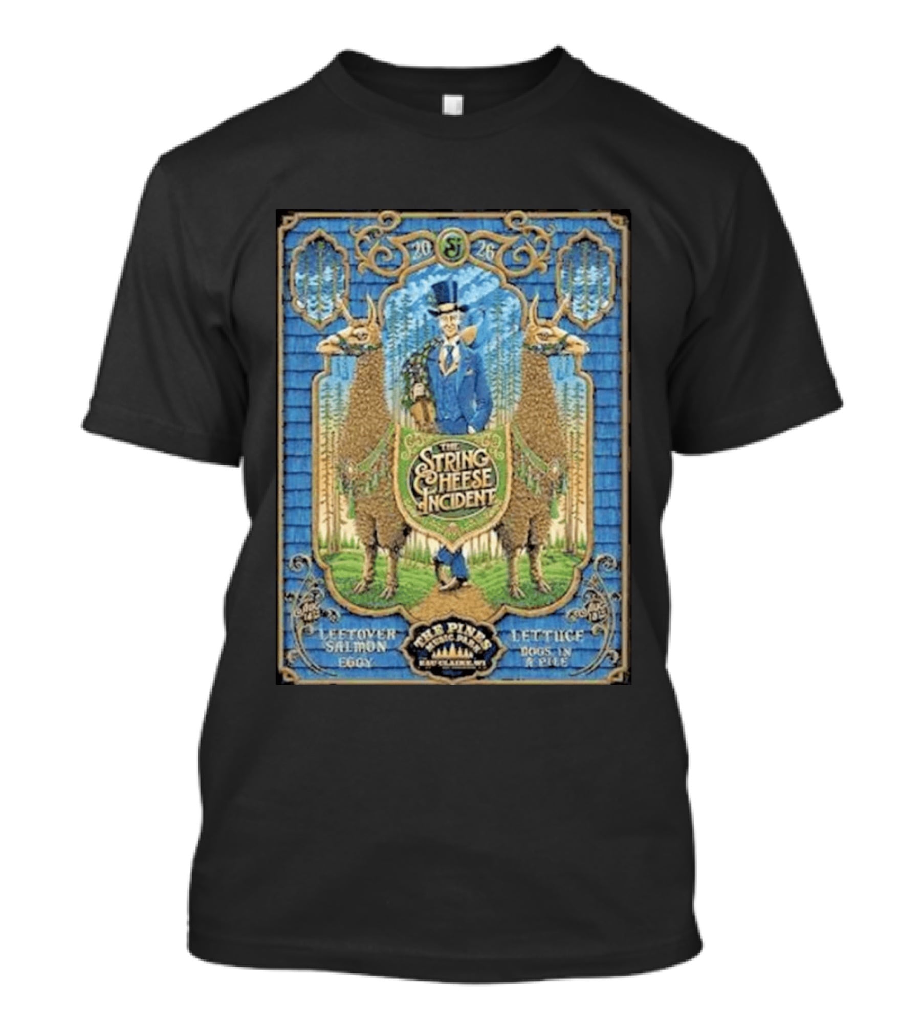 The String Cheese Incident Eau Claire WI 2026 Pine Music Park Leftover Salmon Lettuce Concert T-Shirt