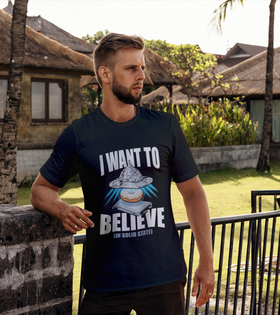 I Want To Believe UFO Donut In Solid State T-Shirt