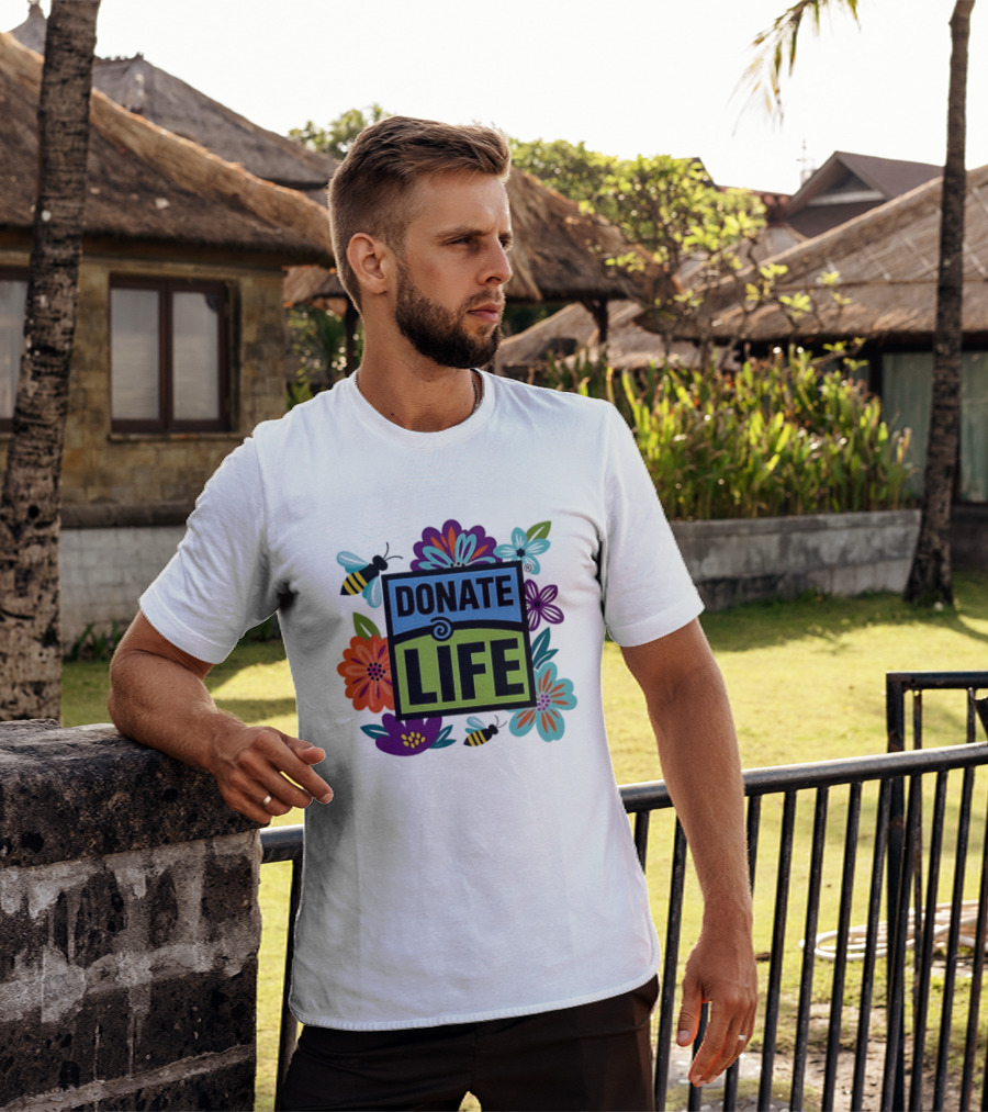 Donate Life Floral Bee Awareness Organ Donation Colorful Flowers T-Shirt
