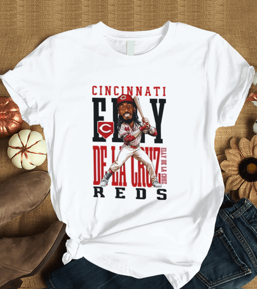 Cincinnati Reds Elly De La Cruz Baseball Caricature T-Shirt