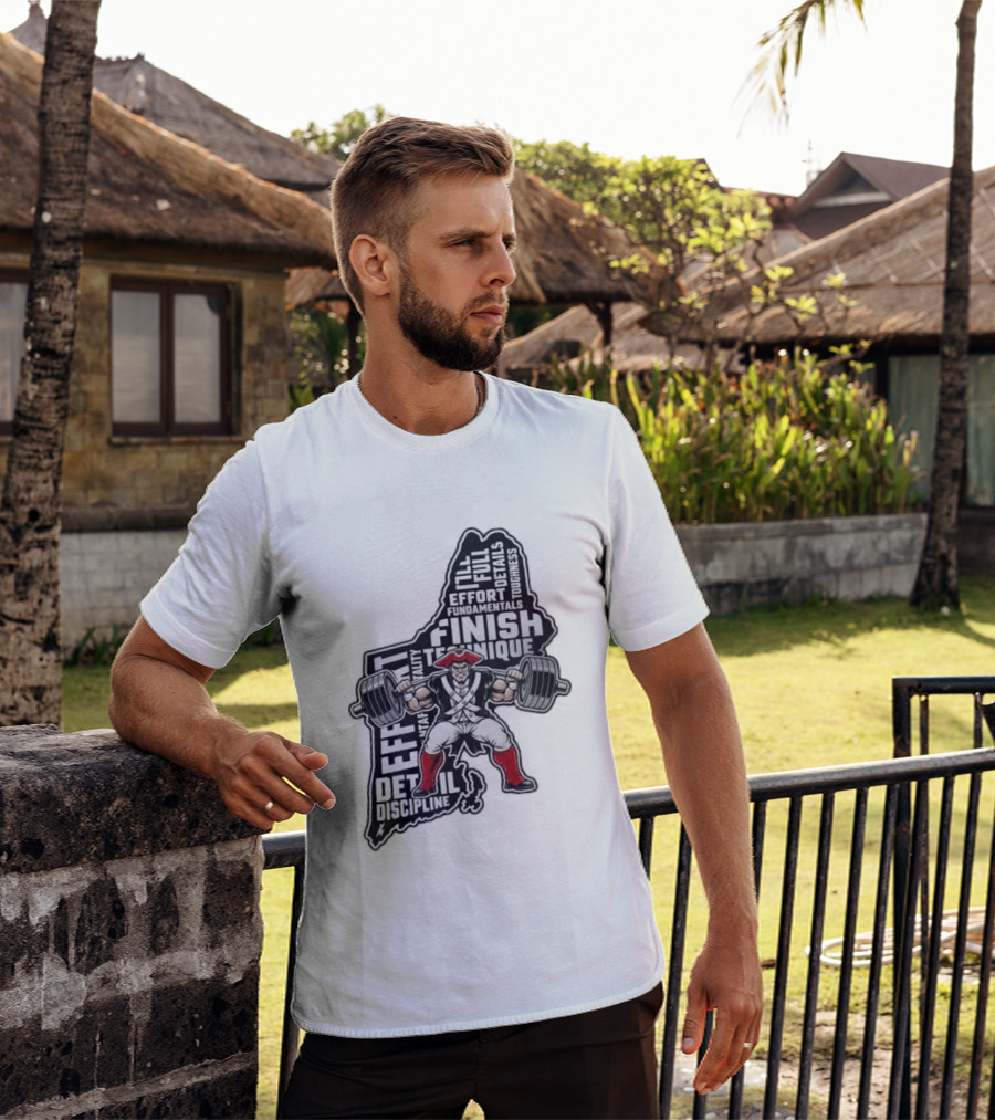 Patriots Weight Room Effort Discipline Finish Technique Toughness T-Shirt