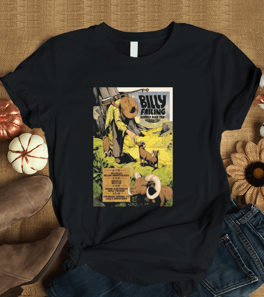 Billy Failing Summer Road Trip Colorado 2026 Dillon Amphitheater Belly Up Mesa Theater Lulu's Downtown T-Shirt