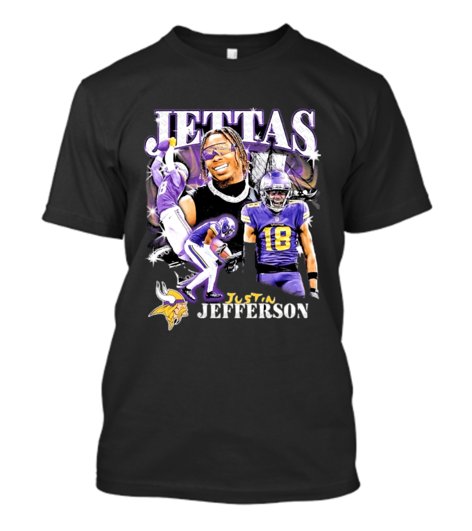 Fanatics Black Jettas Justin Jefferson Minnesota Vikings Notorious Player T-Shirt