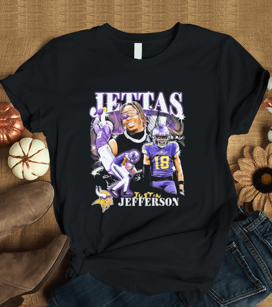 Fanatics Black Jettas Justin Jefferson Minnesota Vikings Notorious Player T-Shirt
