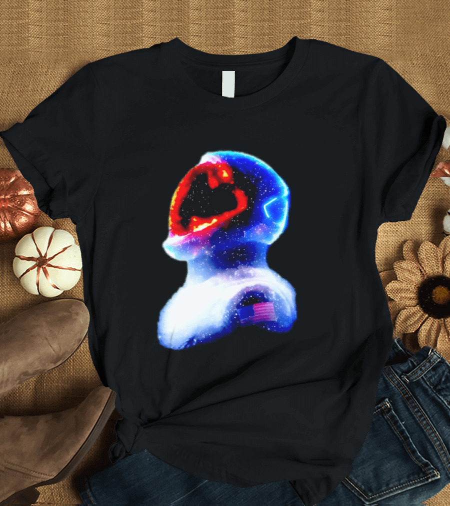 Galaxy Astronaut With American Flag Space Cosmic Adventure T-Shirt