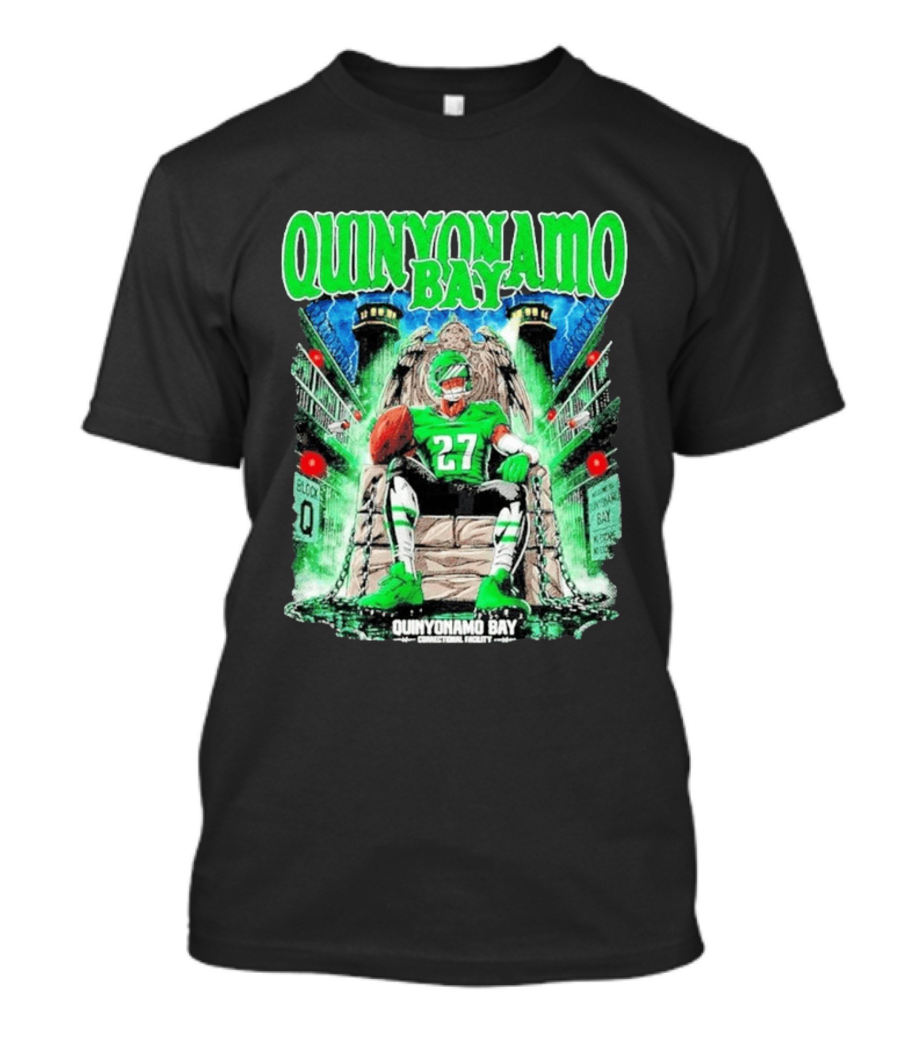 Quinyonamo Bay 27 Throne Football Block Q T-Shirt