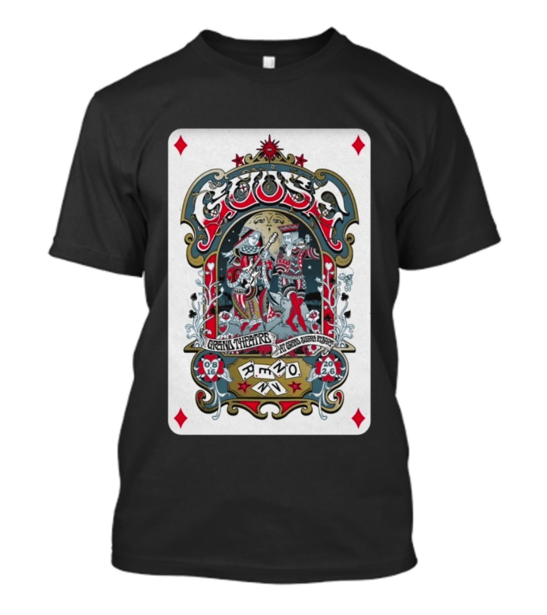 Goose Aug 16 2026 Grand Theatre Reno NV Playing Card T-Shirt