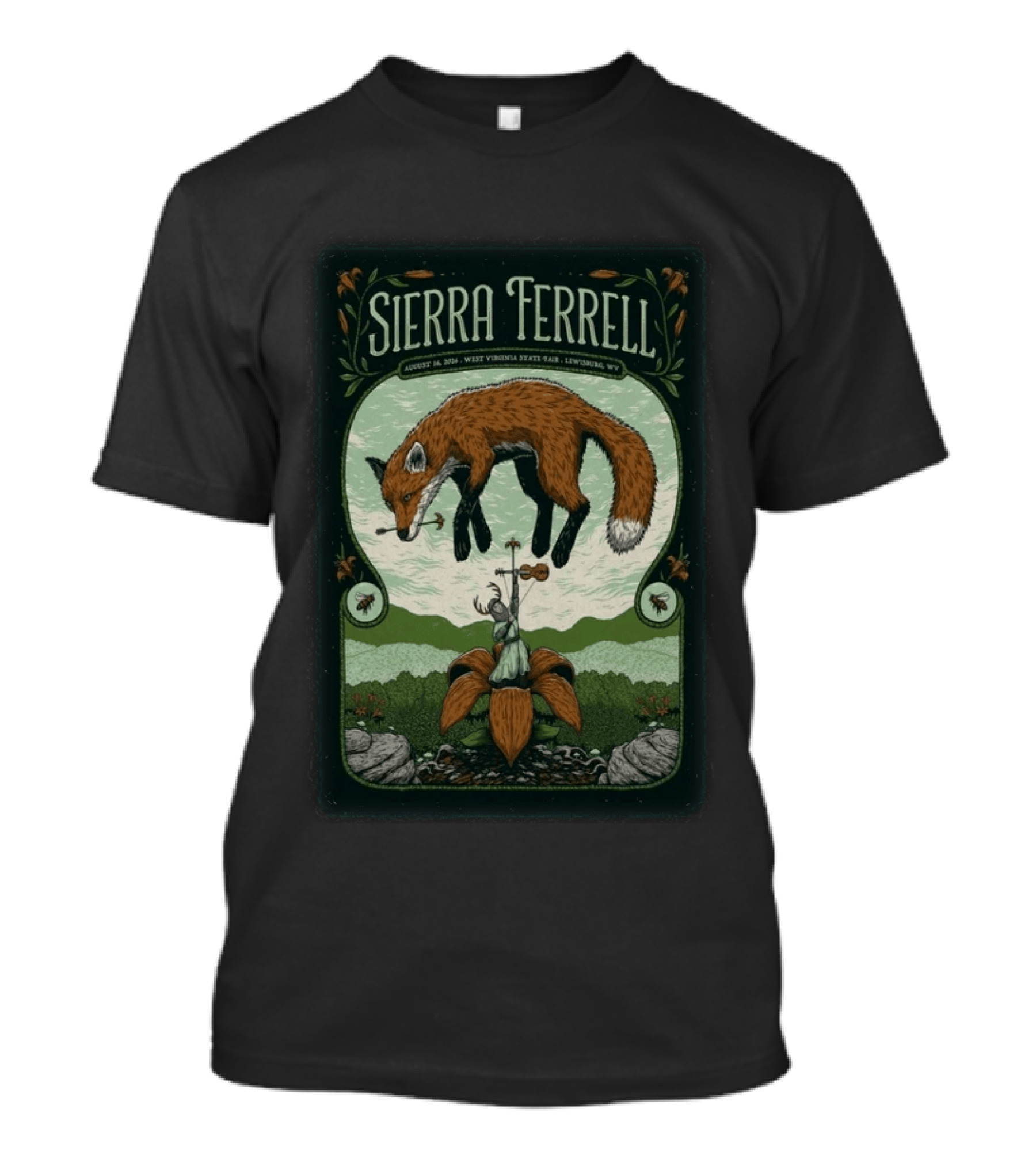 Sierra Ferrell August 16 2026 Lewisburg WV West Virginia State Fair Fox Violin T-Shirt