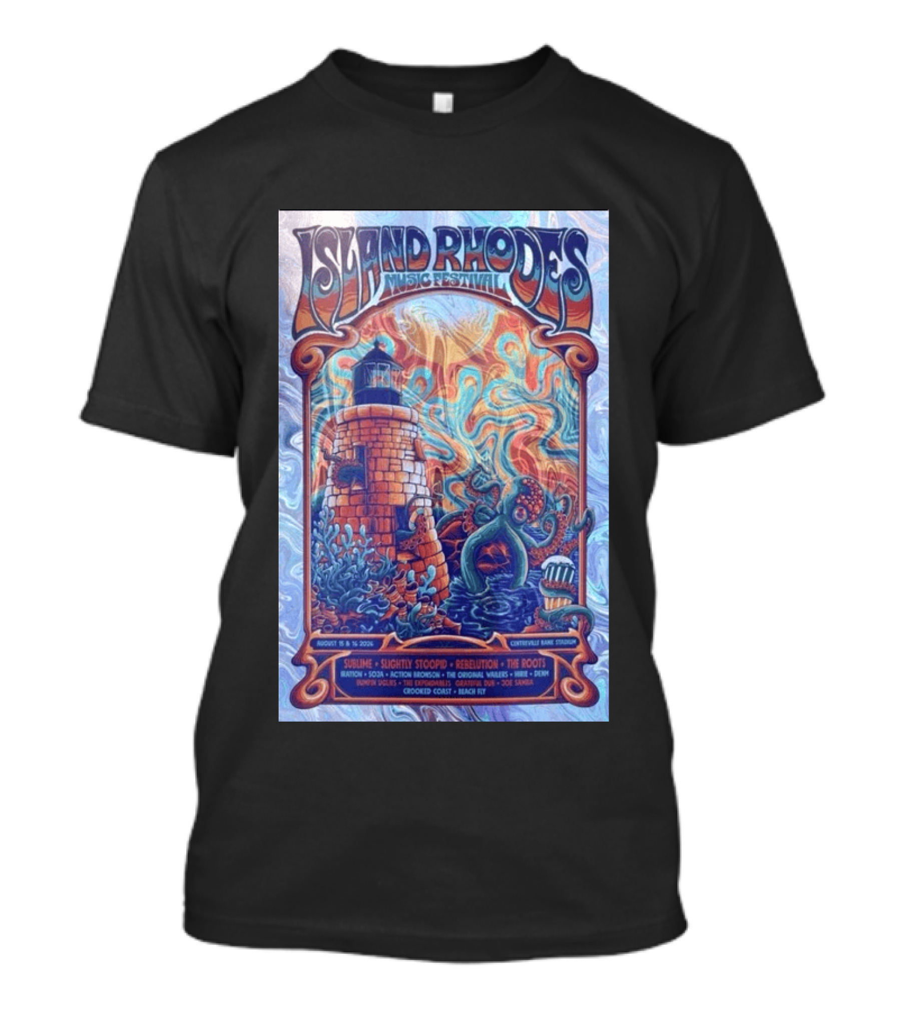 Island Rhodes Music Festival 2026 Centreville Bank Stadium Sublime Slightly Stoopid Rebelution The Roots August 15 16 Limited T-Shirt