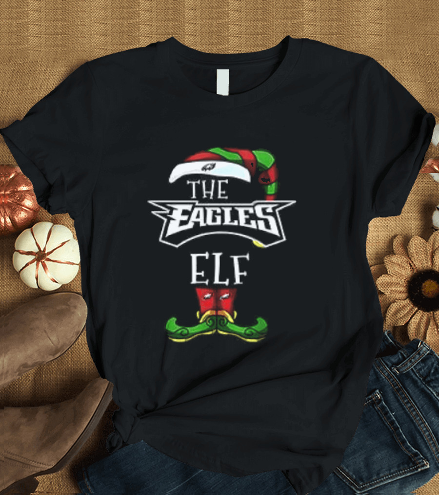 The Eagles Christmas Elf Hat And Mustache T-Shirt