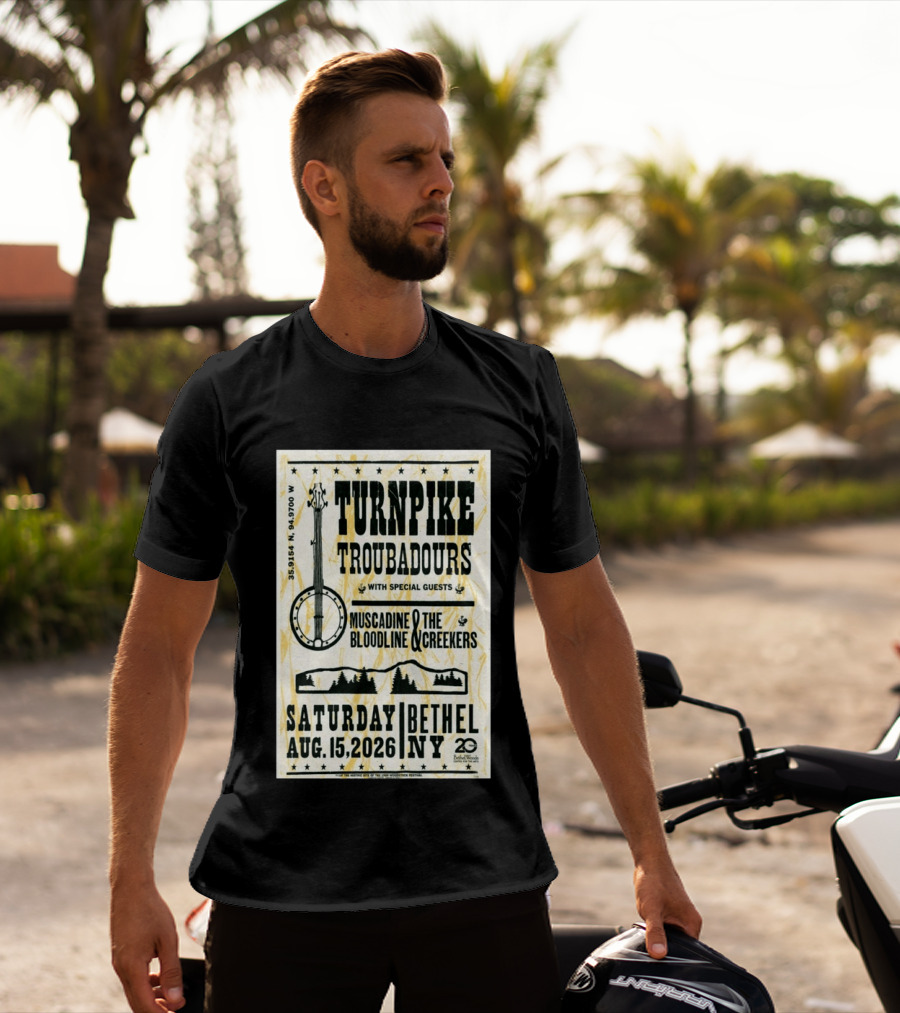 Turnpike Troubadours Bethel Woods 2026 With Muscadine Bloodline The Creekers August 15 Concert T-Shirt