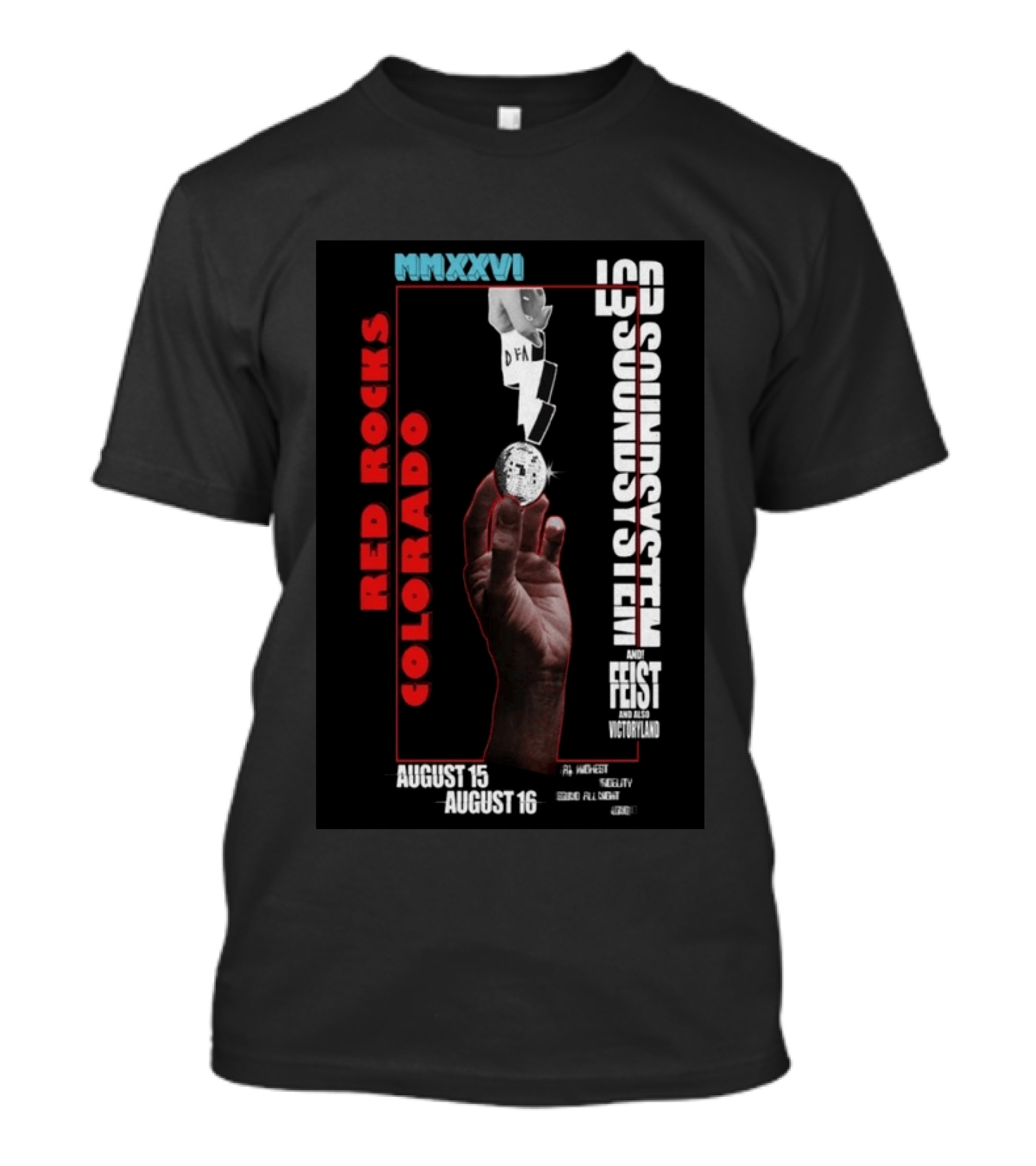 LCD Soundsystem MMXXVI Red Rocks Colorado August 15 16 Feist And Victoryland T-Shirt
