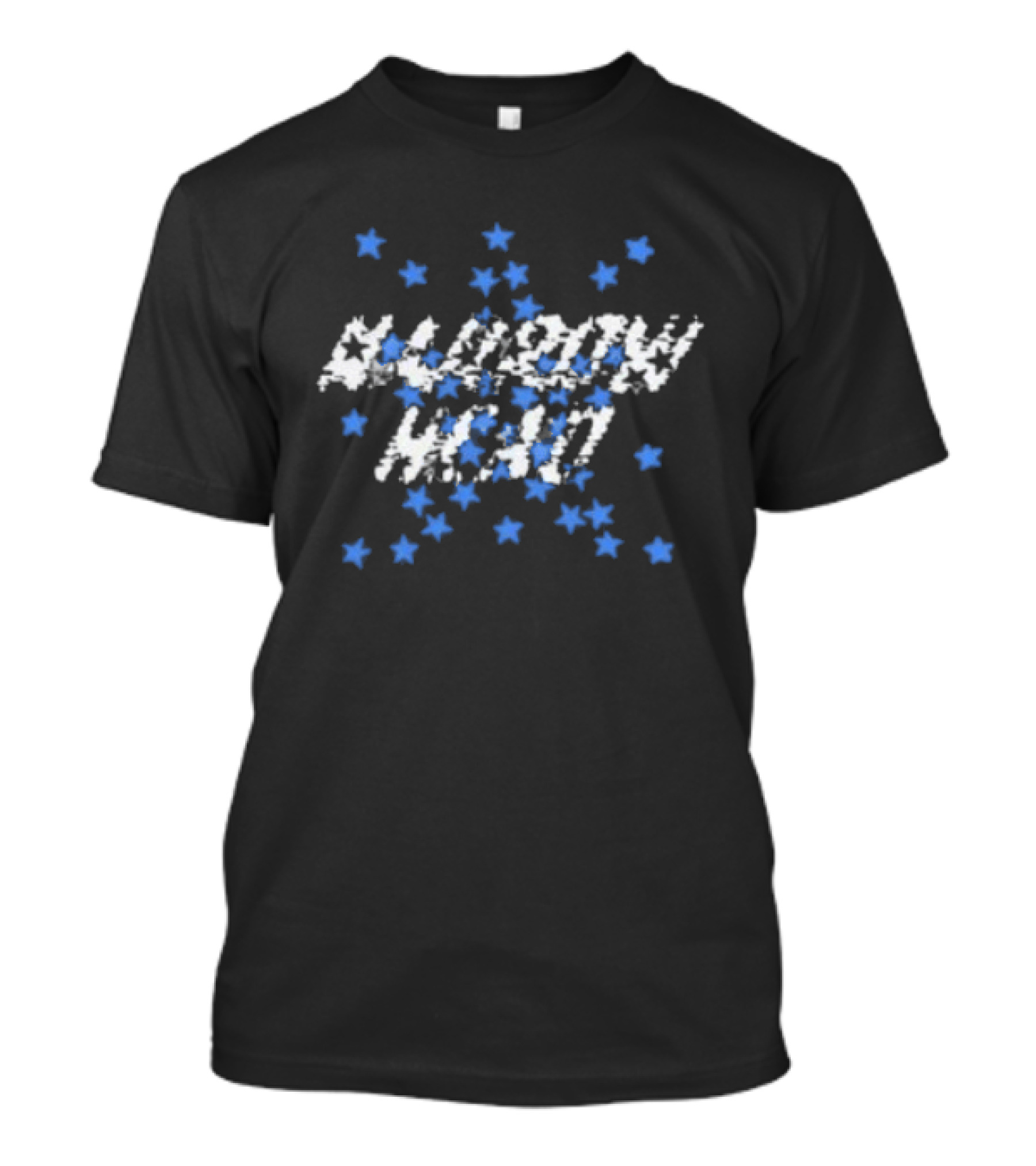 Narrow Head Starry Pattern Blue White Stars T-Shirt
