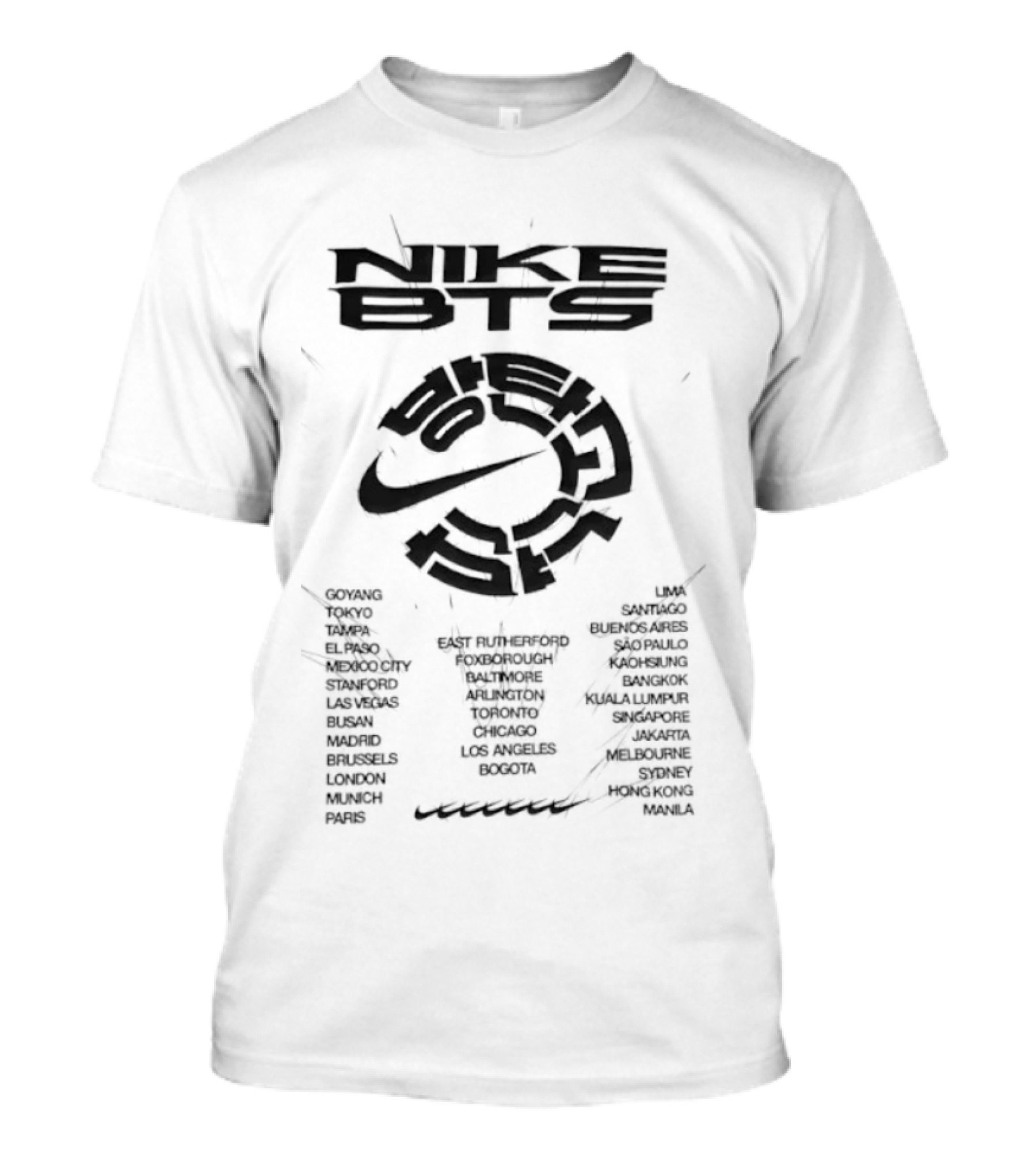 BTS World Tour City List K Pop Bangtan Boys T-Shirt