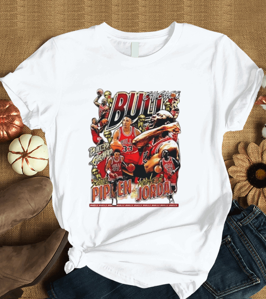 Chicago Bull Machael Jordan X Scotie Pippen Build For Greatness T-Shirt
