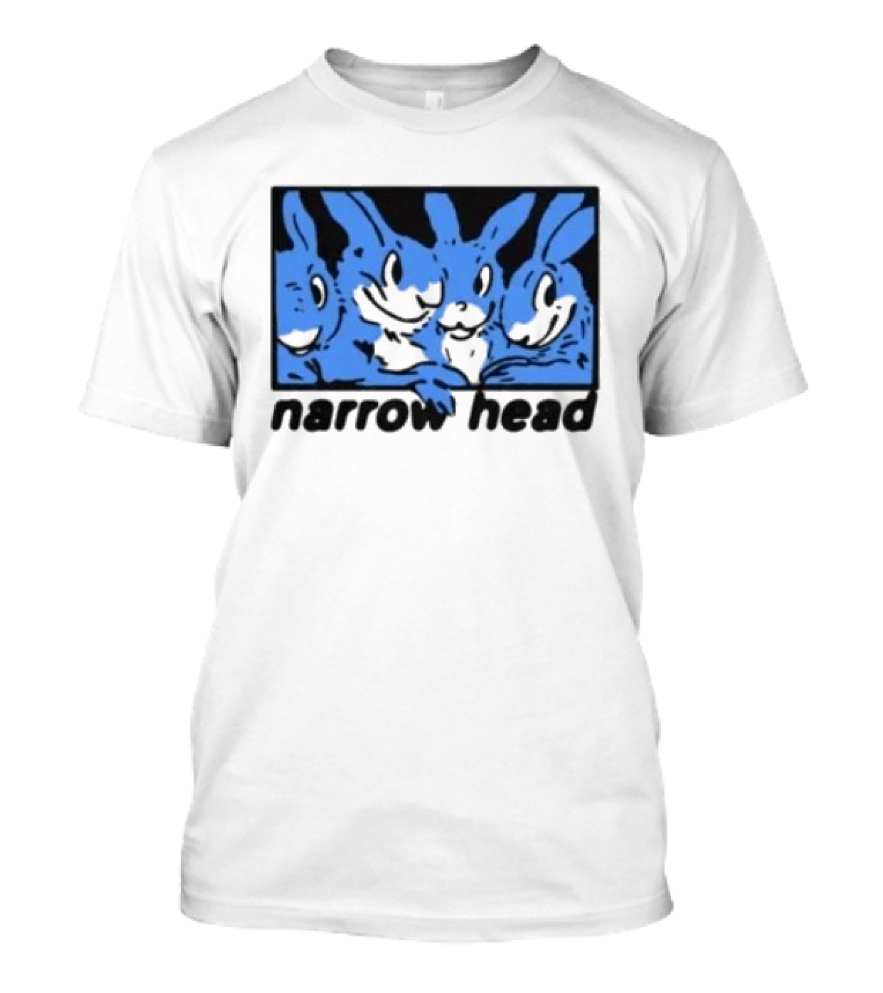 Narrow Head Four Rabbits Blue Black White T-Shirt