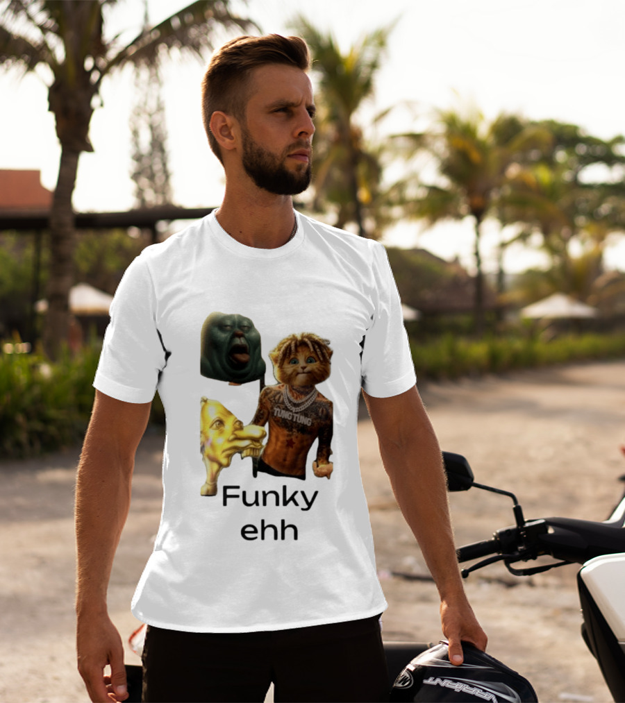 Neegy Funky Ehh Tung Tung Cat Tattoo Character Trio T-Shirt
