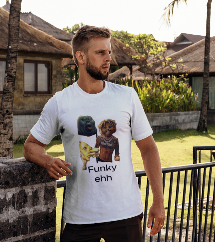 Neegy Funky Ehh Tung Tung Cat Tattoo Character Trio T-Shirt