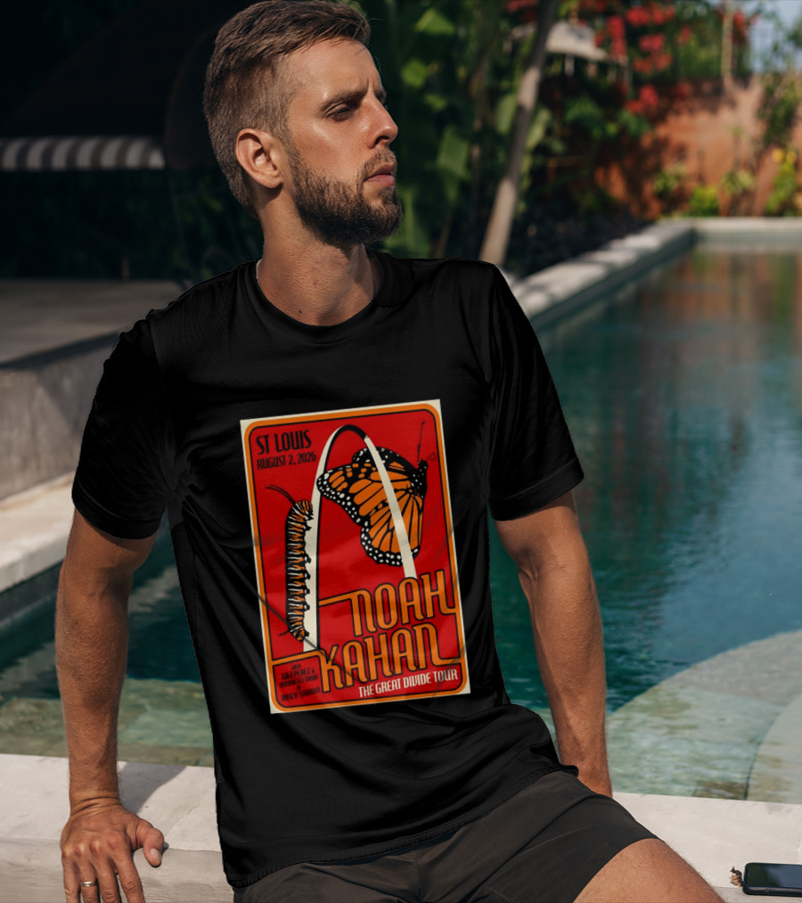 Noah Kahan August 2 2026 St Louis The Great Divide Tour Monarch Arch T-Shirt