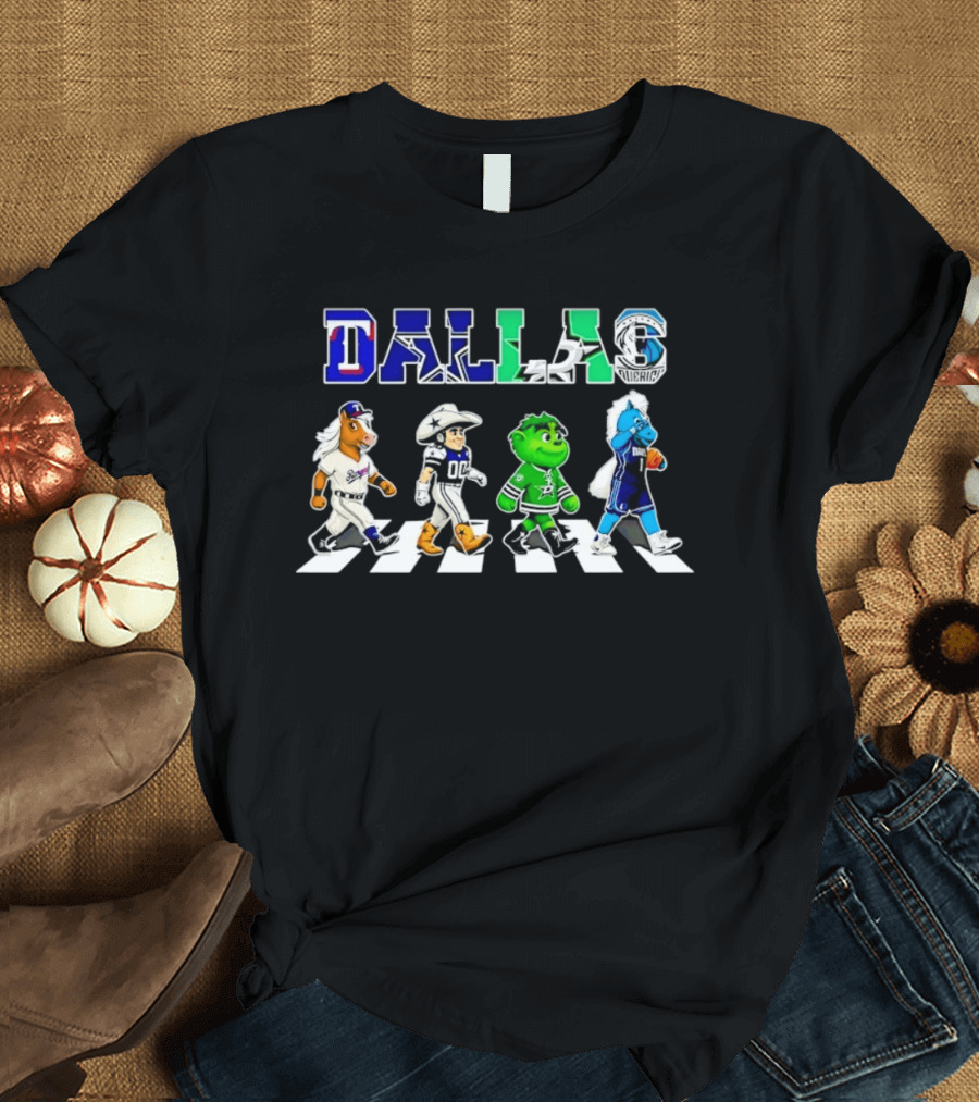 Dallas Rangers Cowboys Stars Mavericks Road Crossing T-Shirt