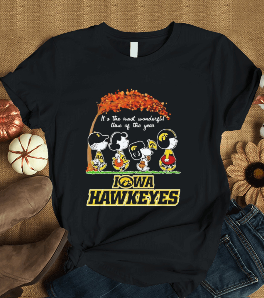Iowa Hawkeyes Peanuts Characters It's The Most Wonderful Time Of The Year T-Shirt