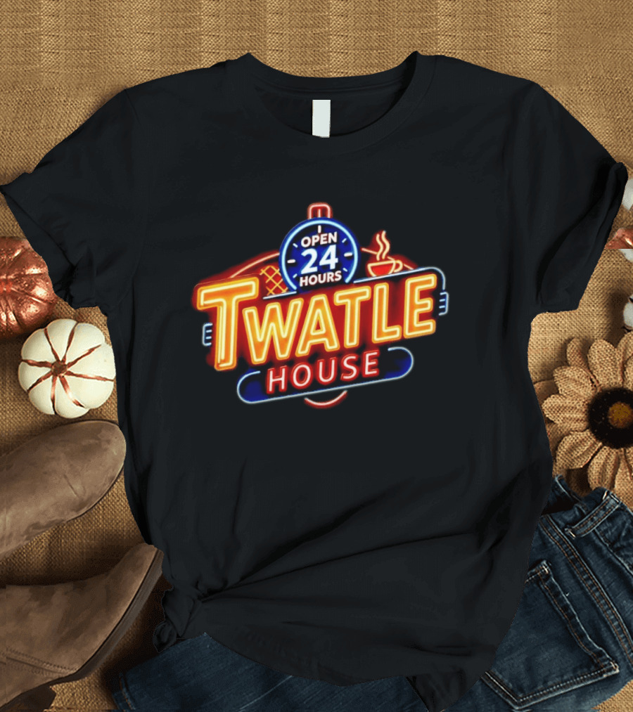 Twatle House Open 24 Hours Neon Sign Restaurant Decor Coffee Cup T-Shirt