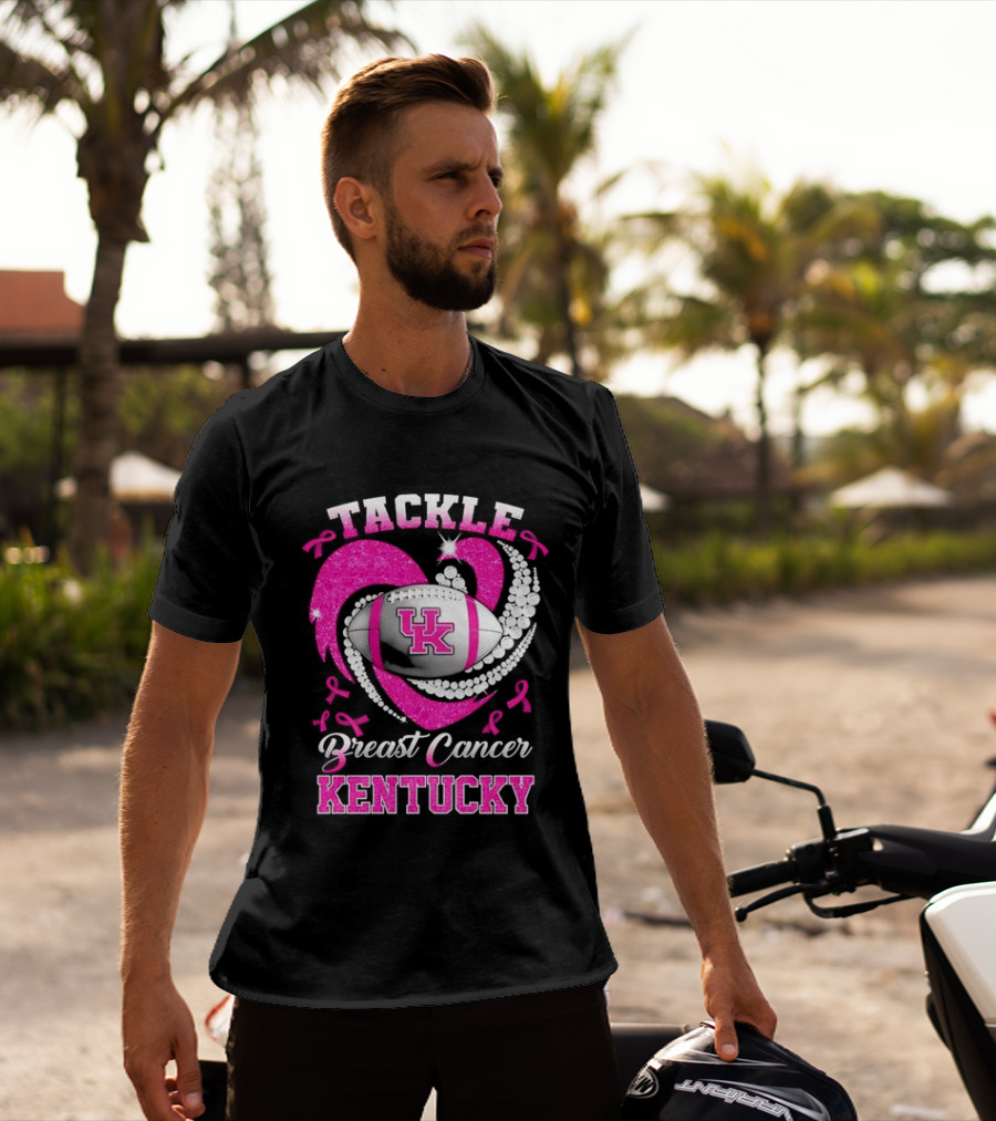 Tackle Breast Cancer Kentucky Wildcats UK Football Pink Ribbons T-Shirt