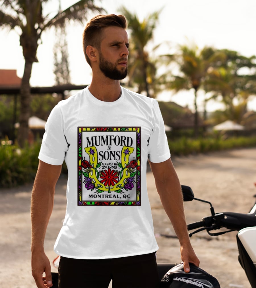 Mumford & Sons August 16 2026 Montreal QC Floral Horseshoe T-Shirt