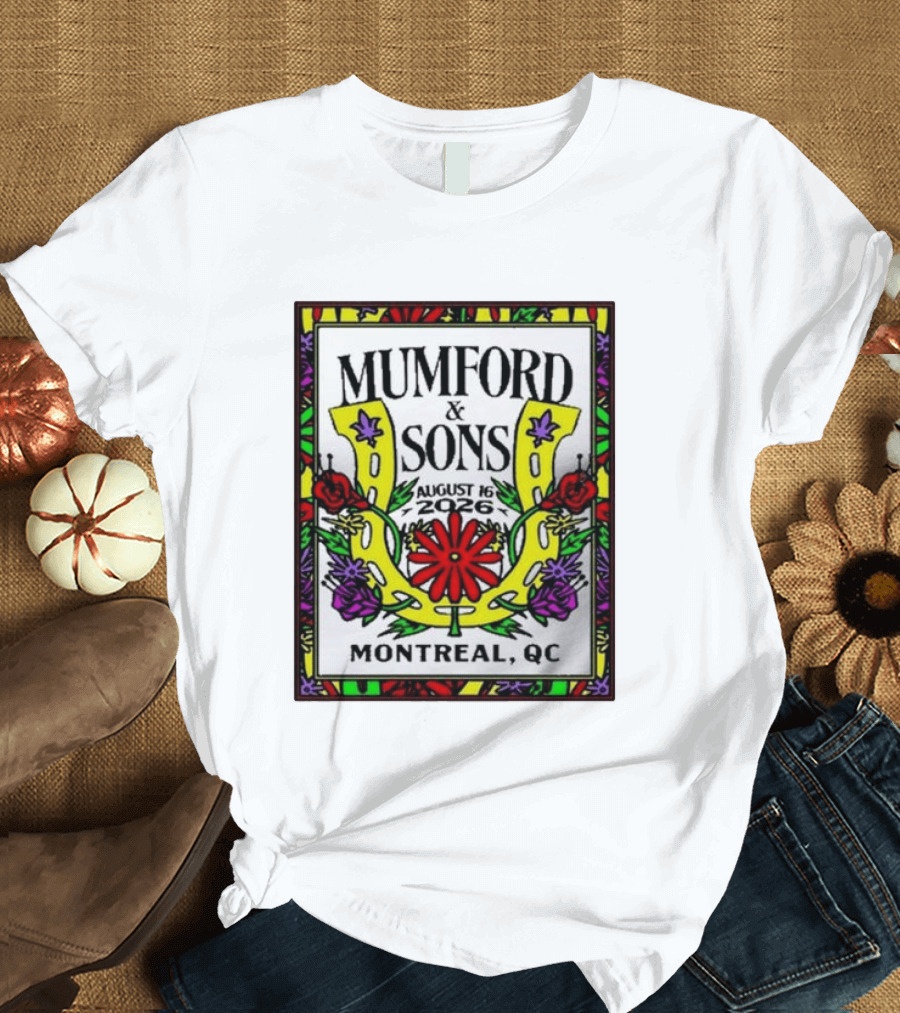 Mumford & Sons August 16 2026 Montreal QC Floral Horseshoe T-Shirt