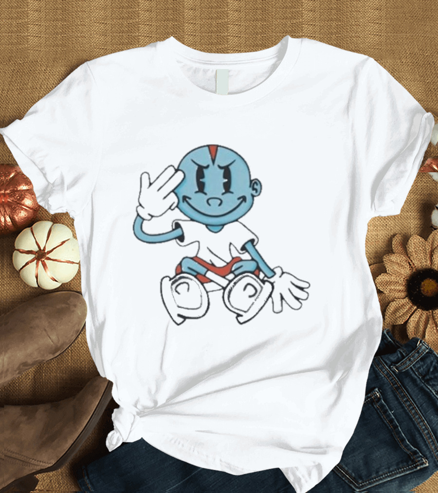 Lil Darkie Brahman Sits Blue Cartoon Figure With Red Shorts And Gloves T-Shirt