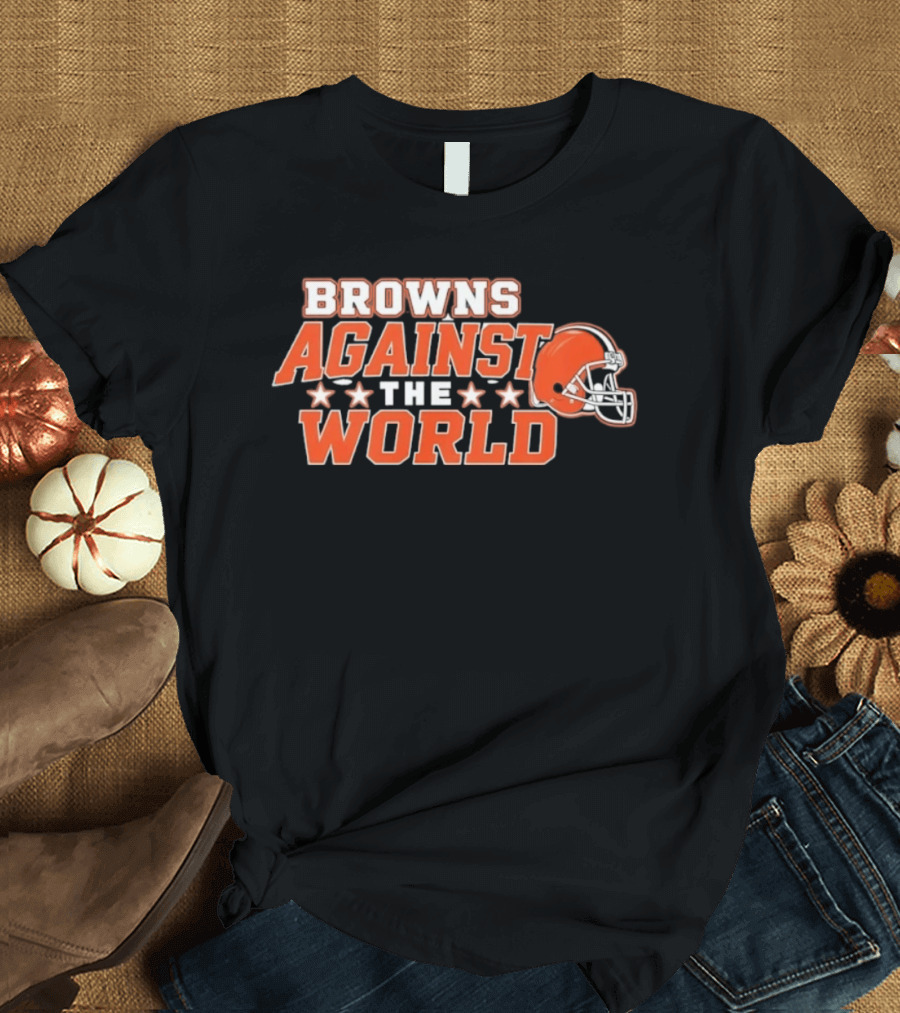 Browns Against The World Football Helmet Stars T-Shirt