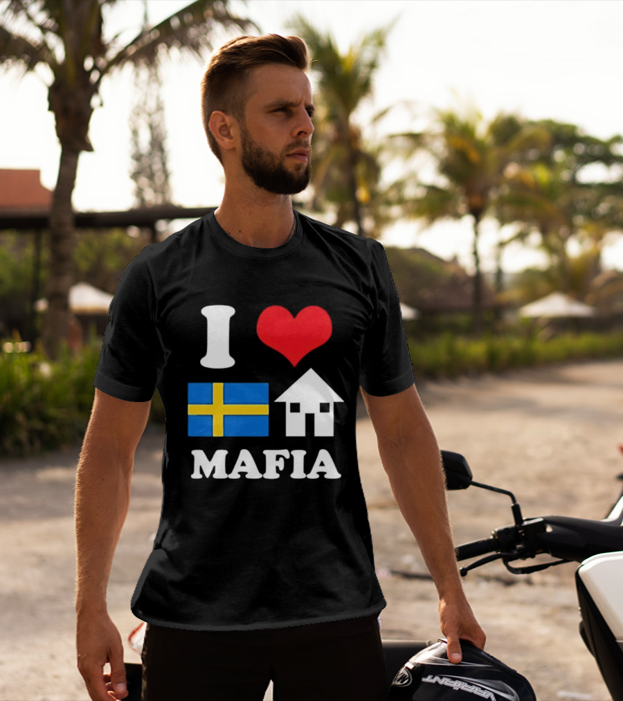 I Love Swedish Flag Heart House Mafia EDM Electronic Dance Music T-Shirt