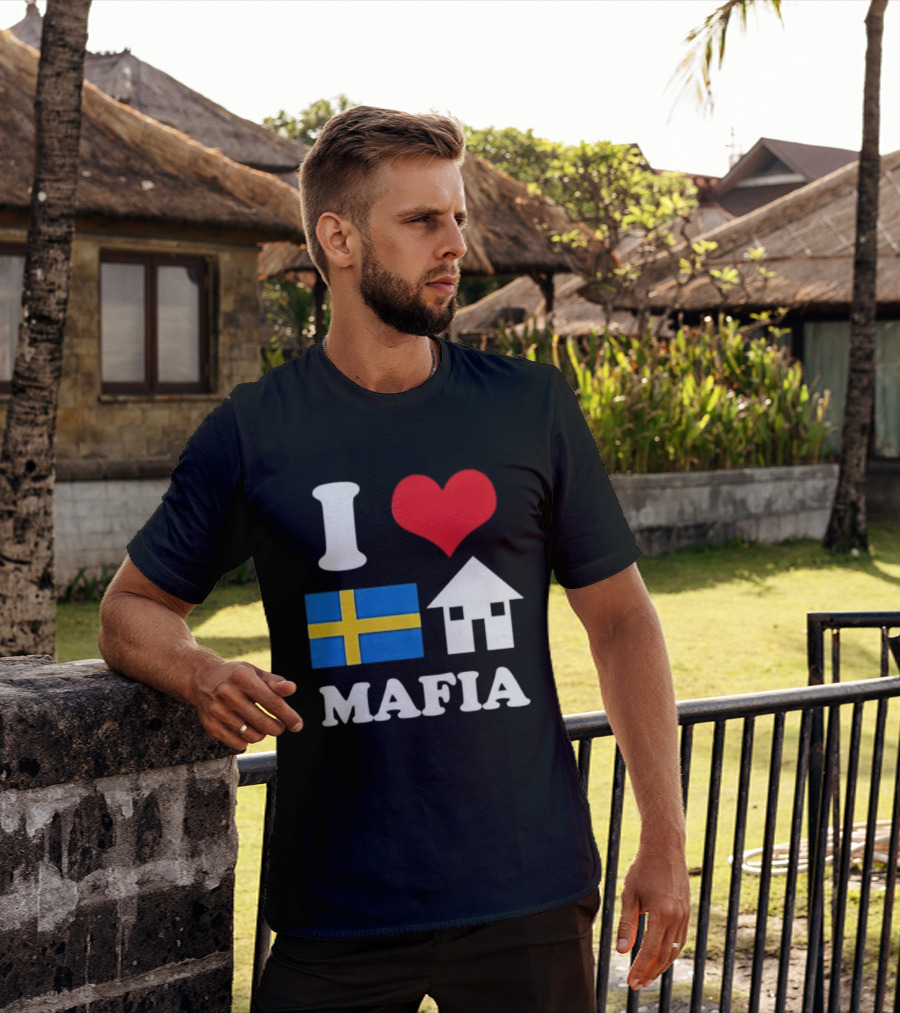 I Love Swedish Flag Heart House Mafia EDM Electronic Dance Music T-Shirt