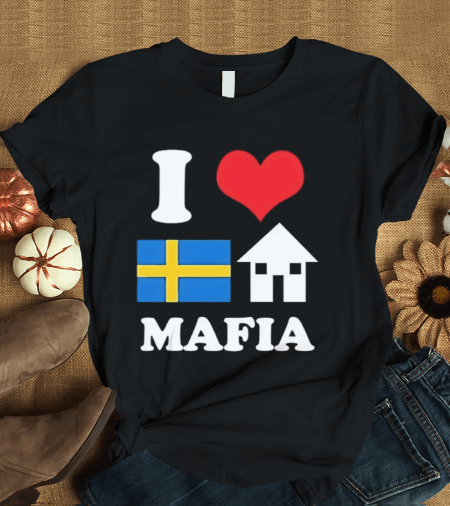 I Love Swedish Flag Heart House Mafia EDM Electronic Dance Music T-Shirt