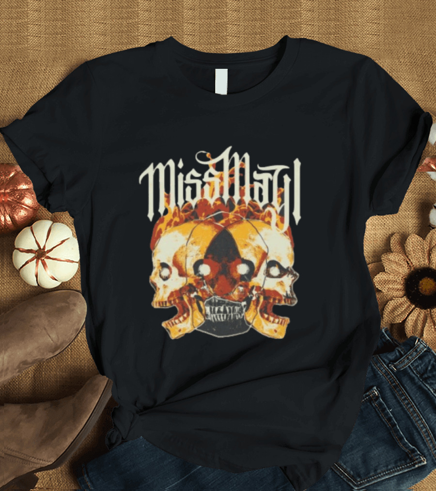 Miss May I Solid State Records Flaming Skulls Black T-Shirt