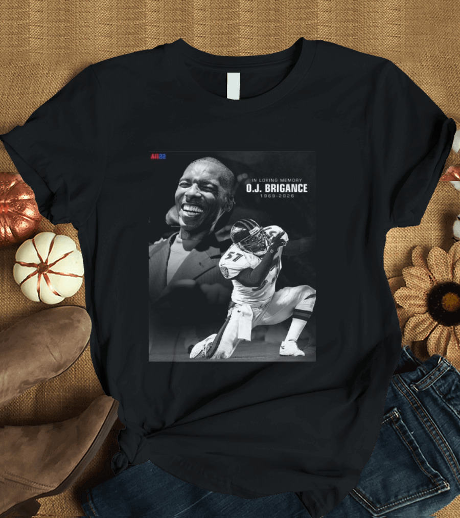 All22 O.J. Brigance In Loving Memory 1969 2026 Football Number 57 T-Shirt