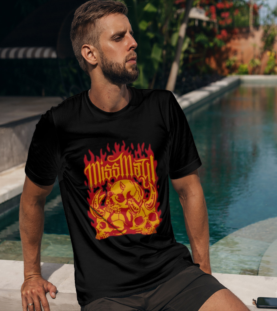 Solid State Records Miss May I Skull Flames No Place For Me Black T-Shirt