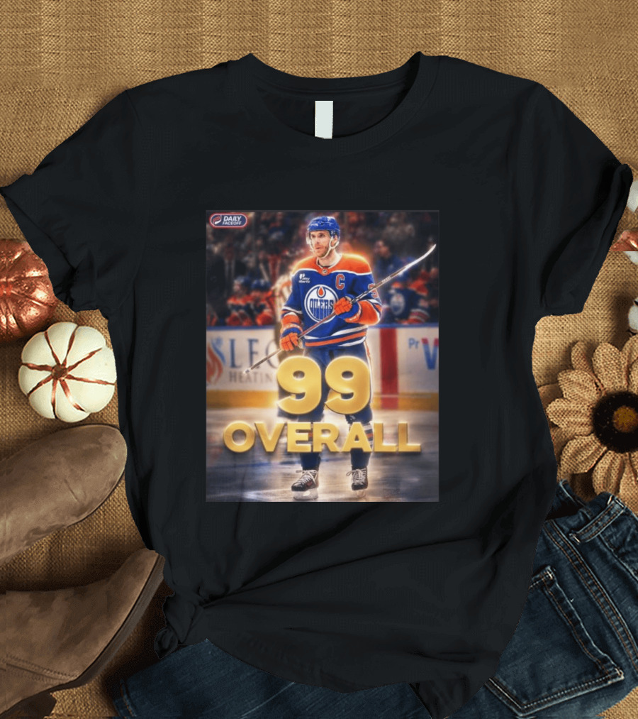 McDavid Oilers 99 Overall Daily Faceoff NHL Captain Hockey T-Shirt