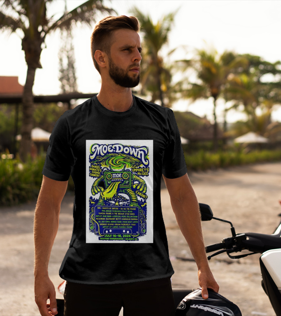 MoeDown July 16 18 2026 Westend Fairgrounds Gilbert PA Featuring Moe. Umphrey's McGee Daniel Donato's Cosmic Country Cabinet T-Shirt