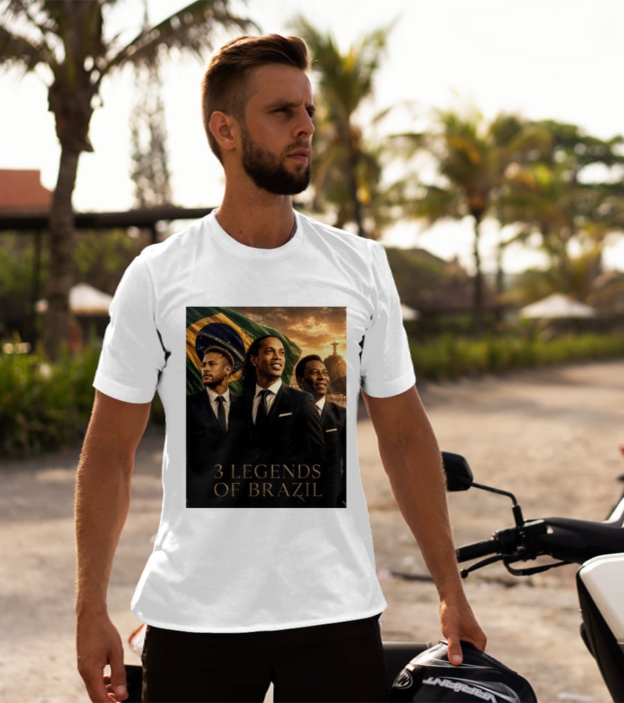 3 Legends Of Brazil Pelé Ronaldinho Neymar Brazilian Heritage T-Shirt