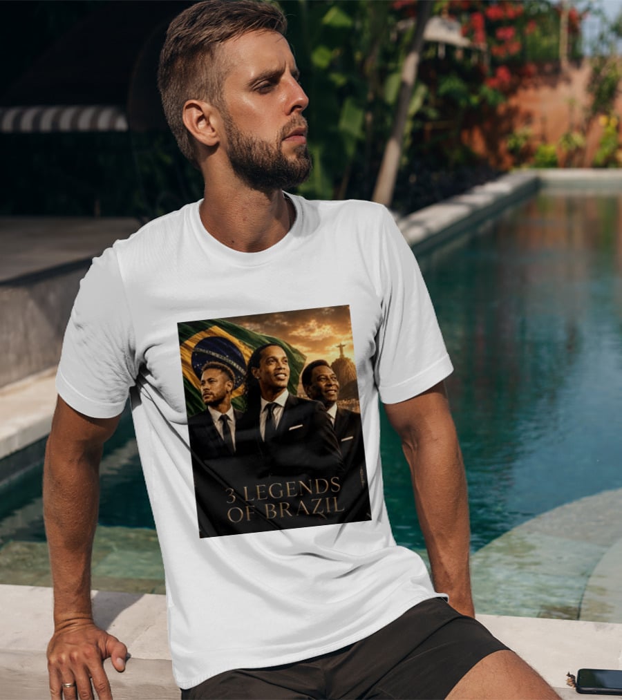 3 Legends Of Brazil Pelé Ronaldinho Neymar Brazilian Heritage T-Shirt