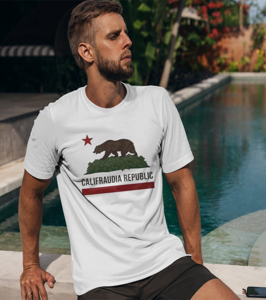 Califraudia Republic Bear Flag With Red Star T-Shirt