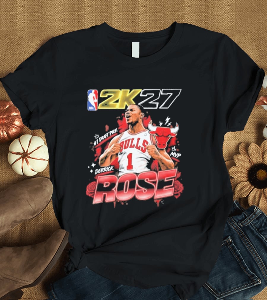 NBA 2K27 MVP Derrick Rose Bulls #1 Highlight T-Shirt