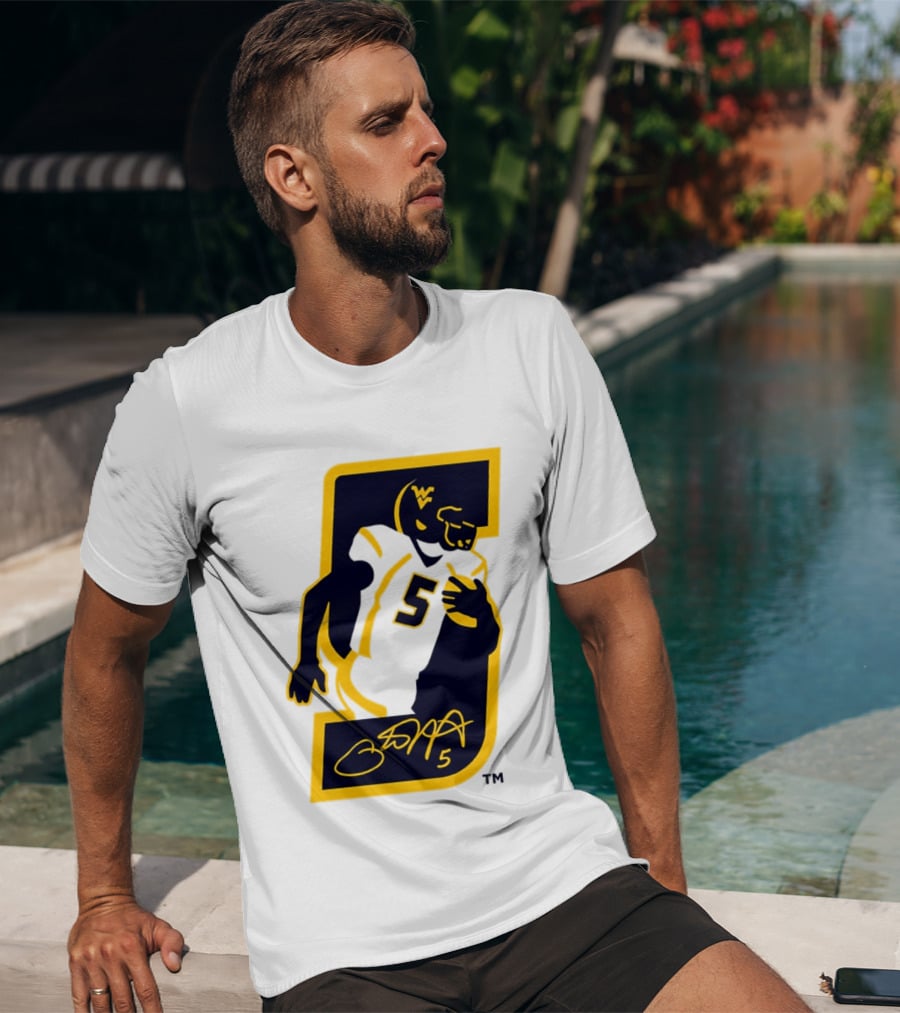 WVU Number 5 Pat White Signature Retirement T-Shirt