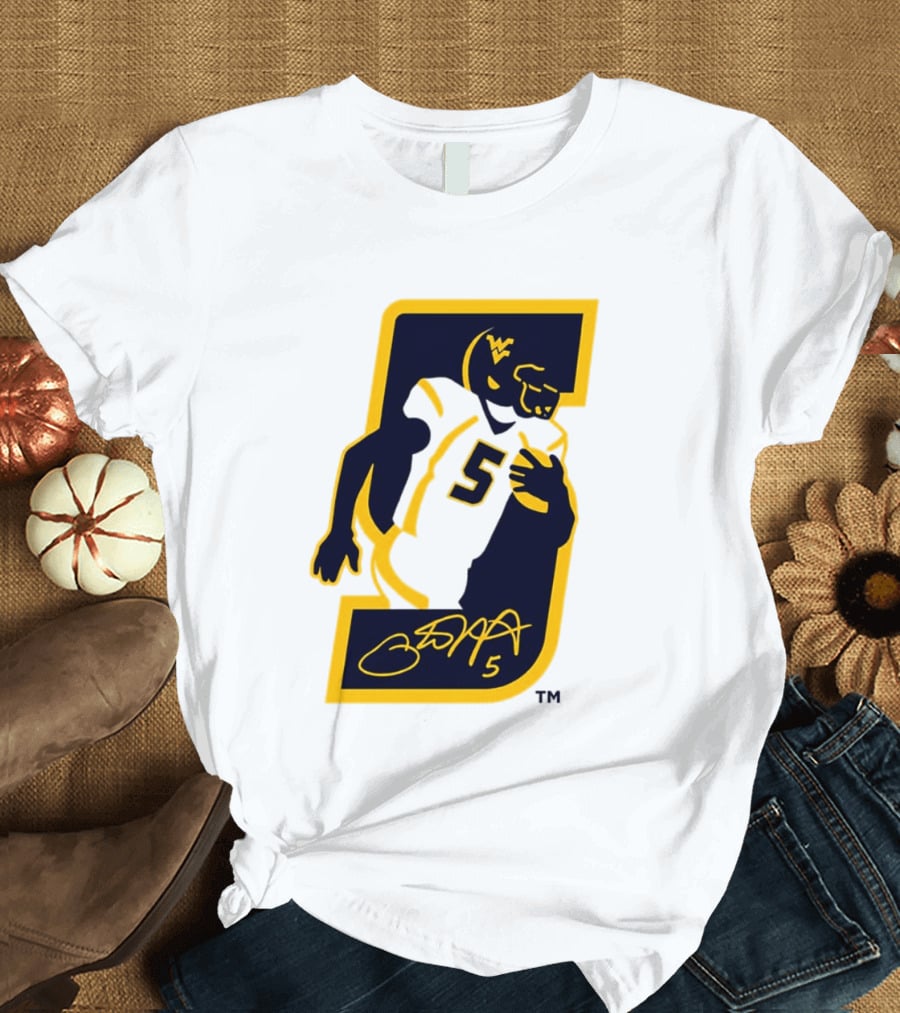 WVU Number 5 Pat White Signature Retirement T-Shirt