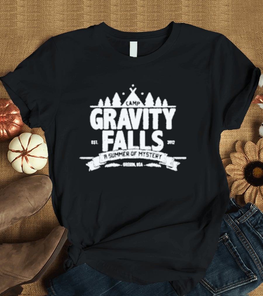 Camp Gravity Falls A Summer Of Mystery Drecon USA Est. 2012 T-Shirt